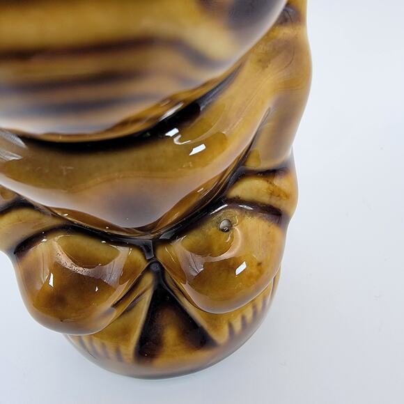 Orchids of Hawaii R-74 Brown Glazed Tiki Mug Vintage Ceramic Barware Taiwan - Picture 7 of 9